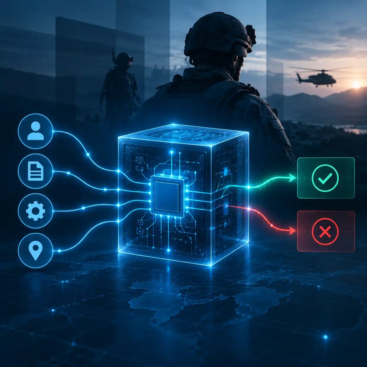 ABAC engine evaluating user, resource, action and environmental attributes for secure access control